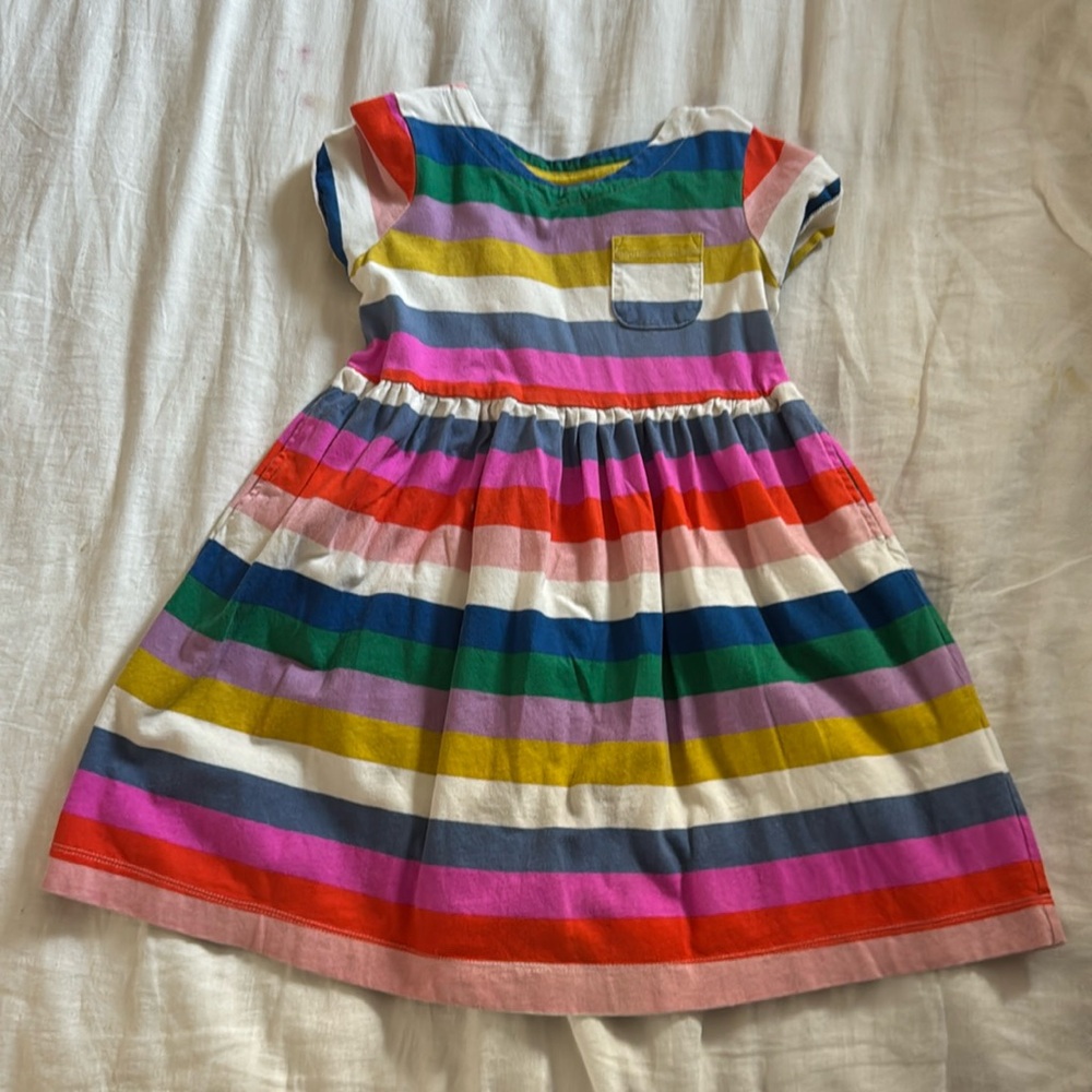 Mini Boden rainbow dress 6-7Y